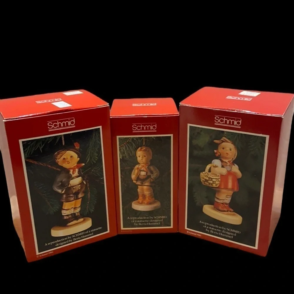 Schmid Hummel inspired New in Box Christmas ornaments lot of 3